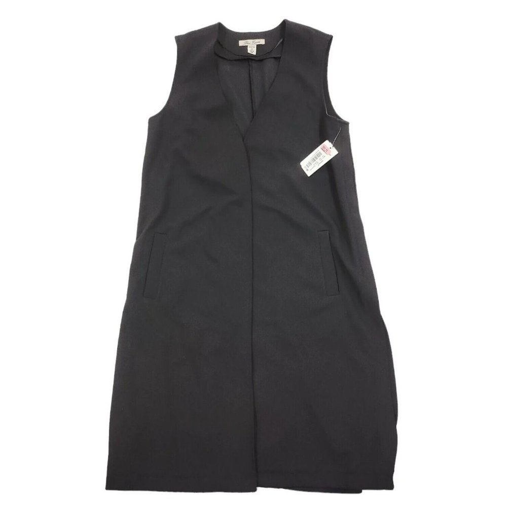 Blue Earth Cardigan Womens Medium M Open Sleeveless Cover Up Black NWT